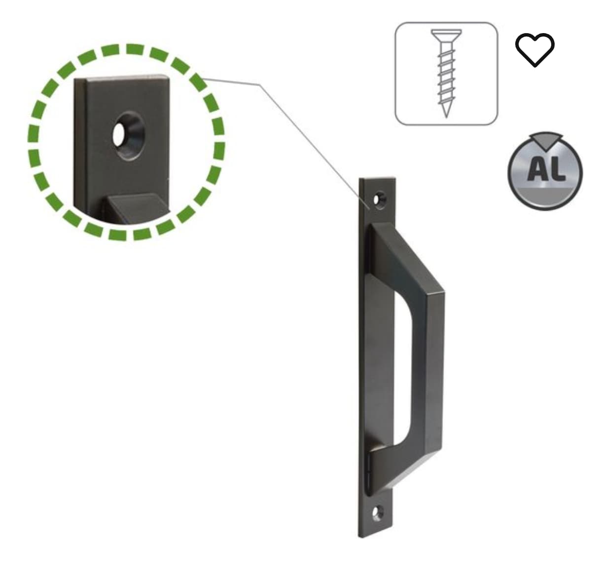 Close-up van zwarte deurhardware